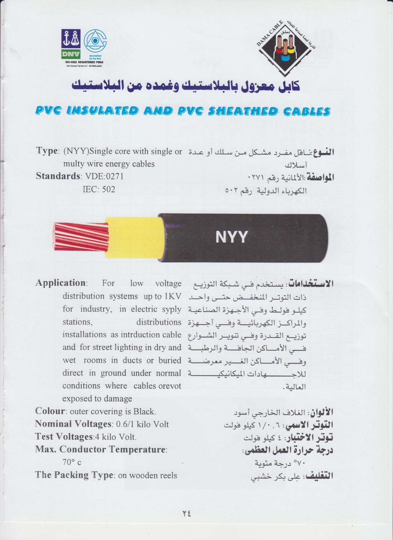 كابل معزول بالبلاستيك وغمده من البلاستيك