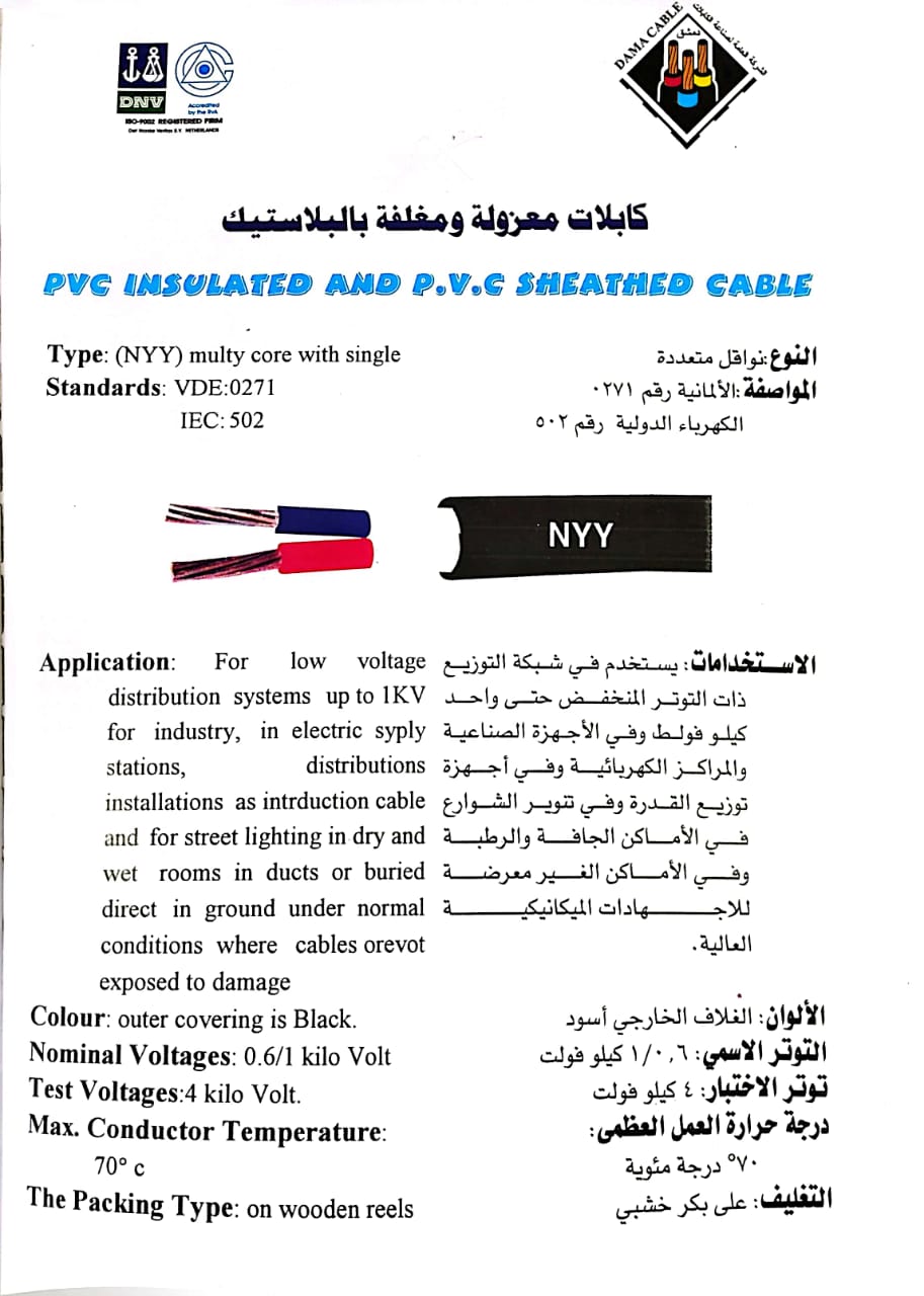 كابلات معزولة ومغلفة بالبلاستيك